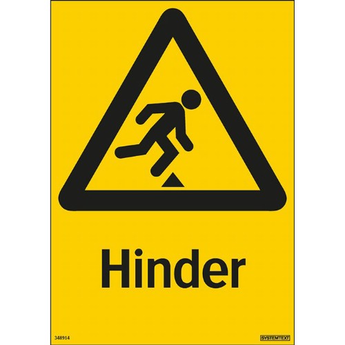Skylt varning hinder